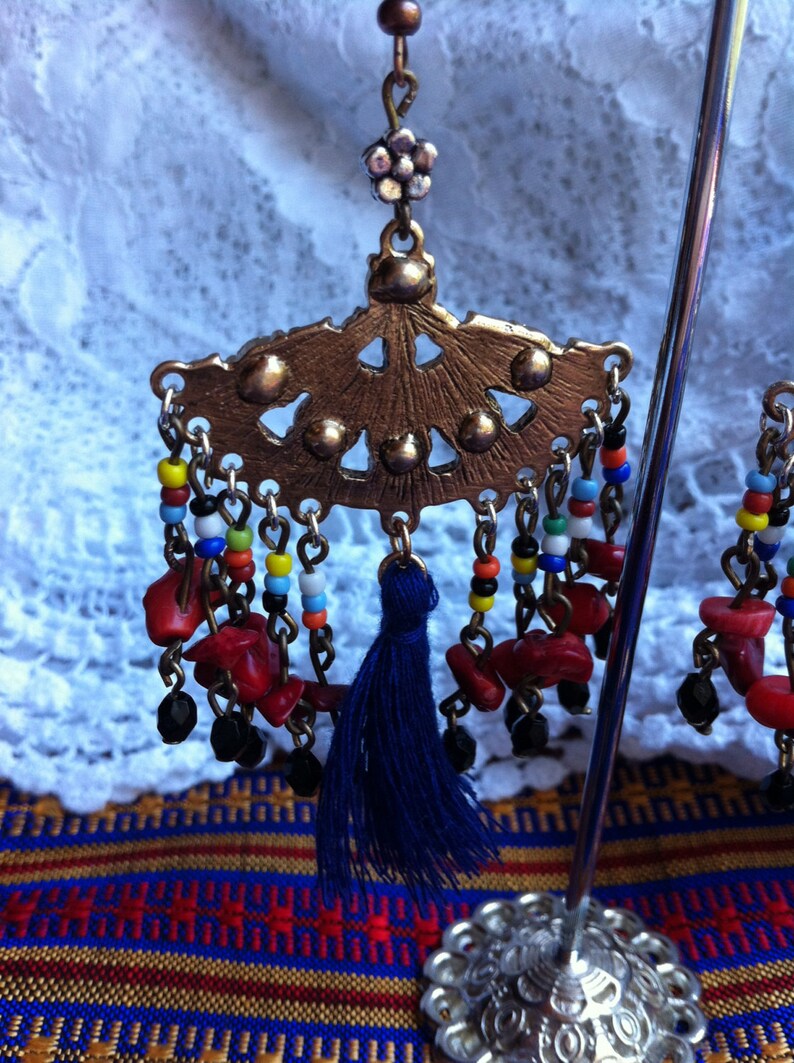 exotic earrings tassel earrings Boho tassel earrings colourful bohemian earrings gypsy earrings unique earrings boho earrings
