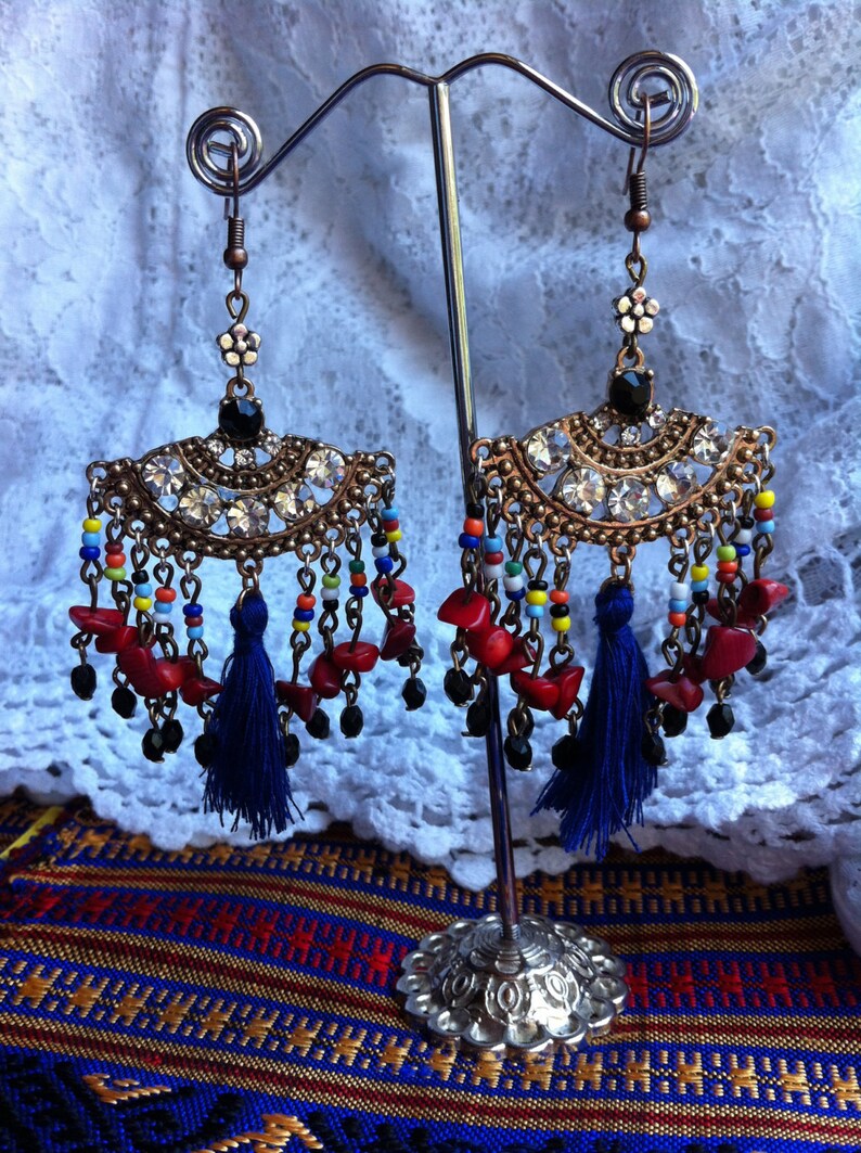 exotic earrings tassel earrings Boho tassel earrings colourful bohemian earrings gypsy earrings unique earrings boho earrings