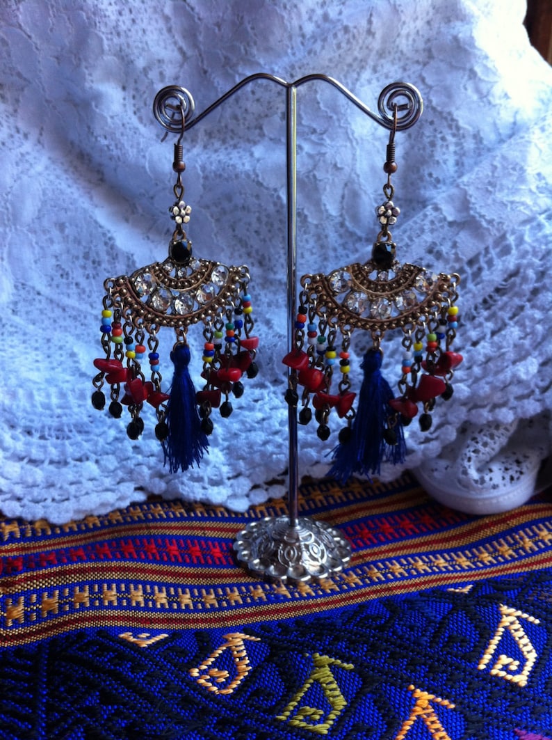 exotic earrings tassel earrings Boho tassel earrings colourful bohemian earrings gypsy earrings unique earrings boho earrings