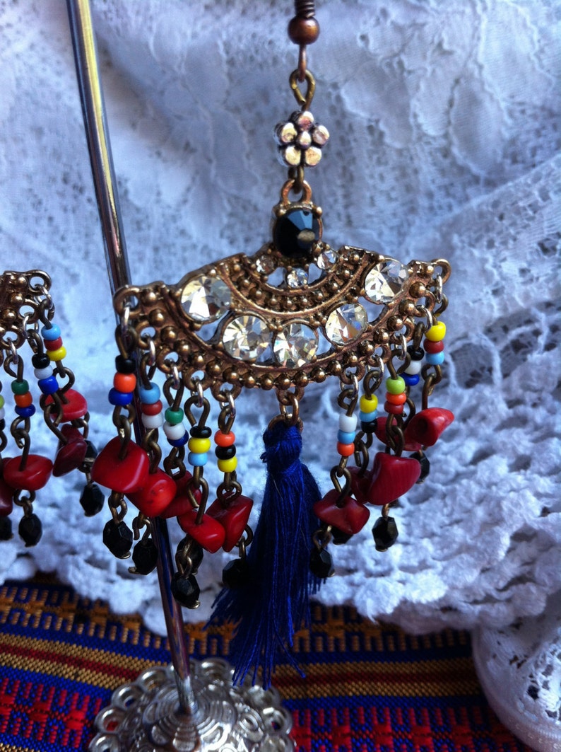 exotic earrings tassel earrings Boho tassel earrings colourful bohemian earrings gypsy earrings unique earrings boho earrings