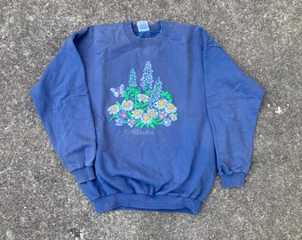 Vintage 90er Jahre Alaska Blumen Crewneck Sweatshirt Größe XL