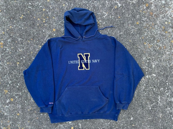 トップス 90s evis zip up trainer/sweat navy Vintage made in USA, crazy boxy zip up Navy hoodie/ | Depop