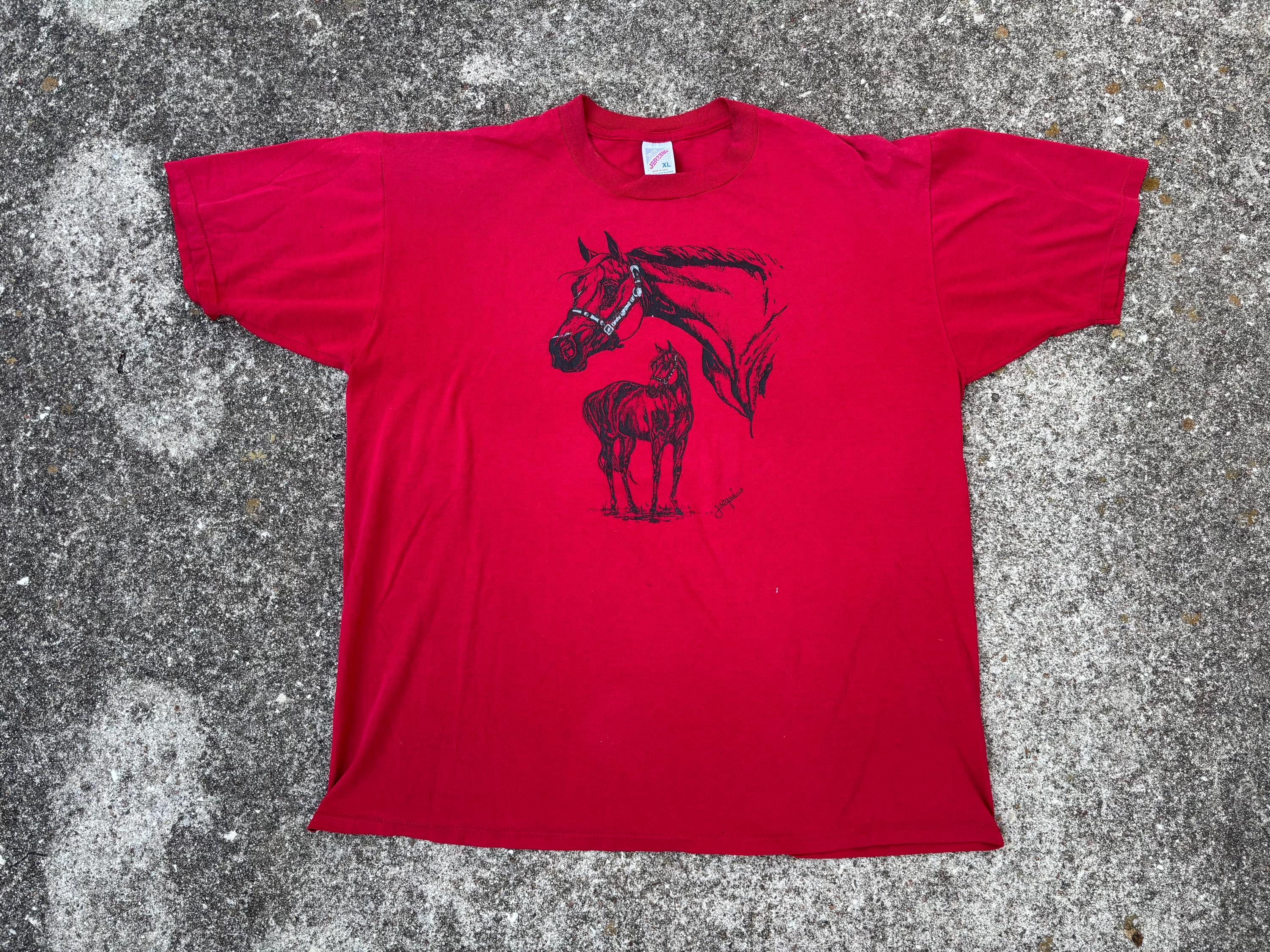 Vintage 90s Horses Painted Shirt Size XL by Jerzees - Etsy