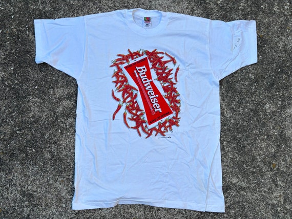 Vintage 90s 1996 Budweiser King of Beers Shirt XL Chilli Peppers 