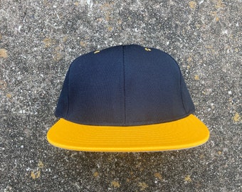 vintage 90's Blank Black / Yellow Custom Snapback Taille L-XL By Pro Line