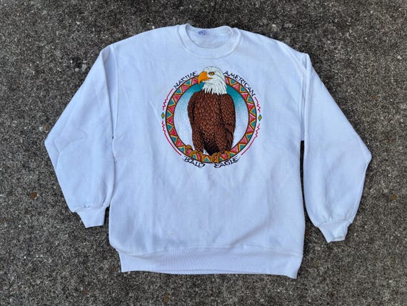 Vintage 90s Native American Bald Eagle  Crewneck Size XL by Jerzees