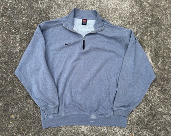 Sudadera Vintage 90s Nike Gris 1/4 Zip Up Talla XL