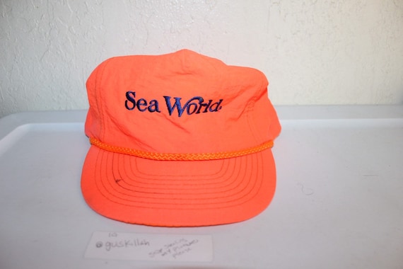 Vintage 90's Sea World Neon Orange Hat by Mohrs - image 1