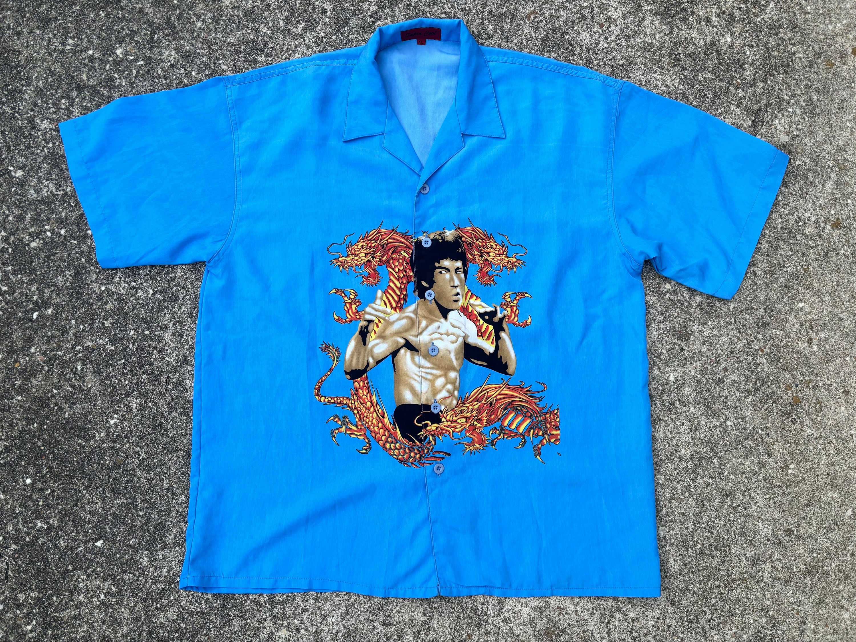 Vintage 90s Bruce Lee Hawaiian Shirt Size XL by Super Cool - Etsy