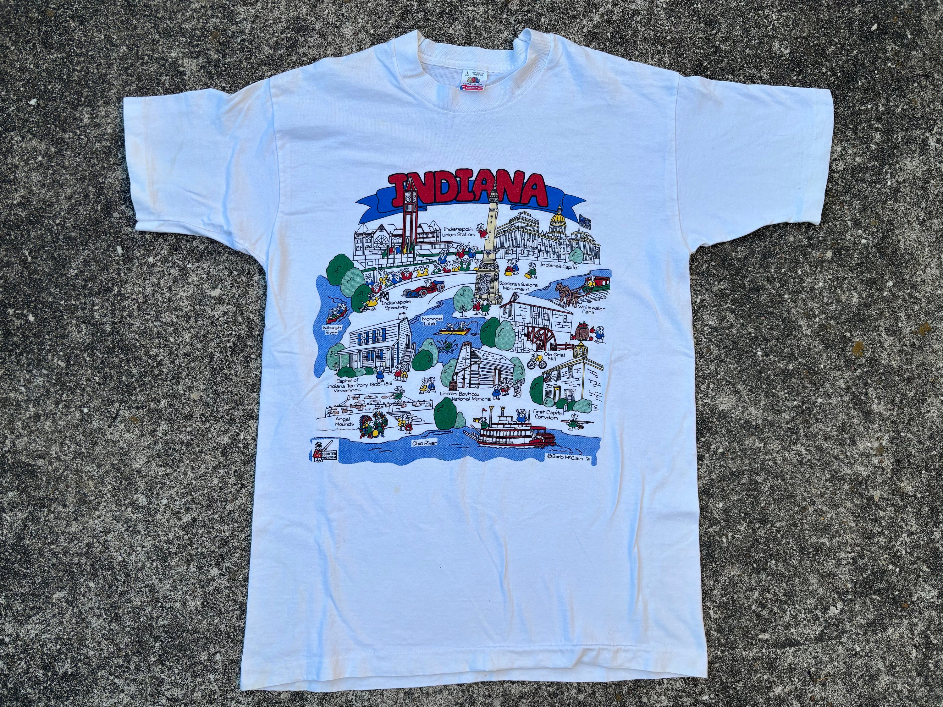 トップス 90s Washington Art Vintage Barb McClain Vintage 1991 Indiana Cartoonist State Barb Mcclain Shirt