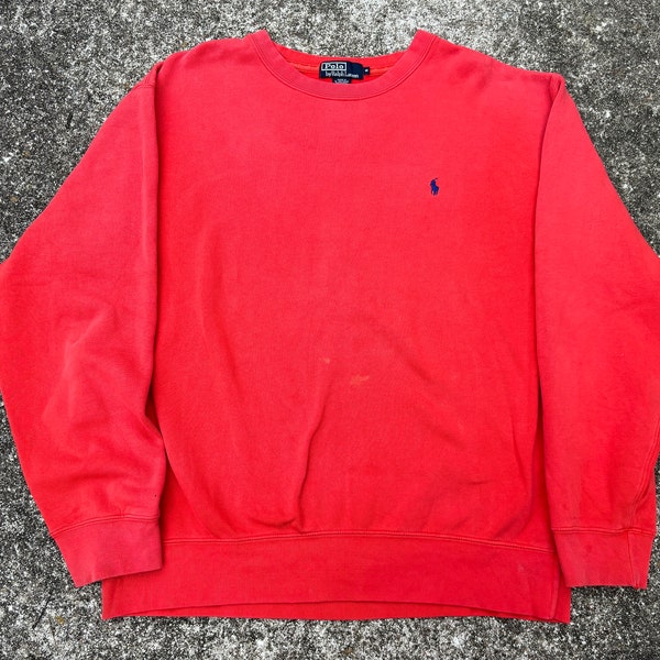 Vintage 90’s Polo Pony Crewneck Sweatshirt Orange Size M by Ralph Lauren