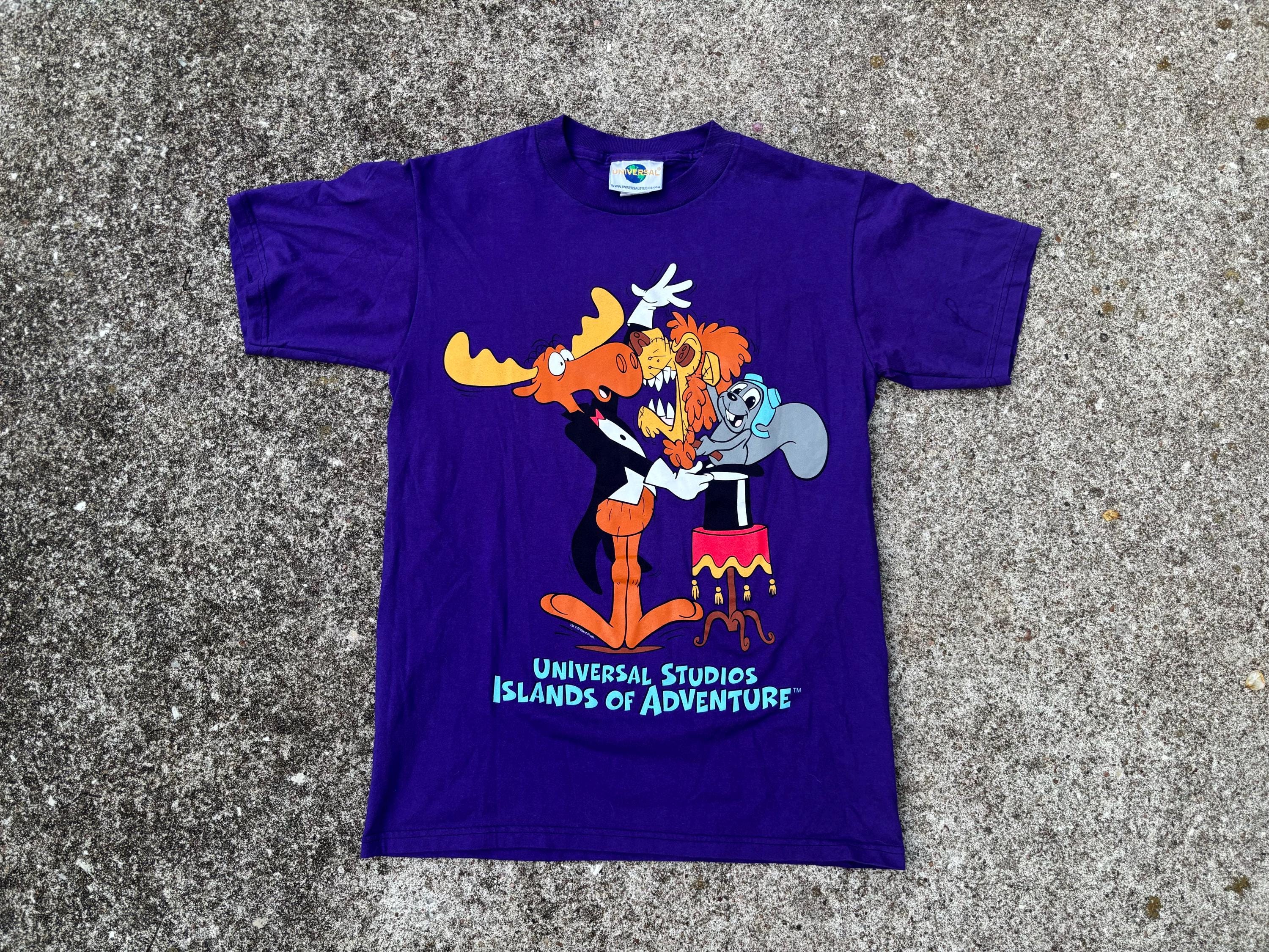 90s Rocky and Bullwinkle Tシャツ XL Vintage 90s Rocky and Bullwinkle Universal Studios Shirt Size