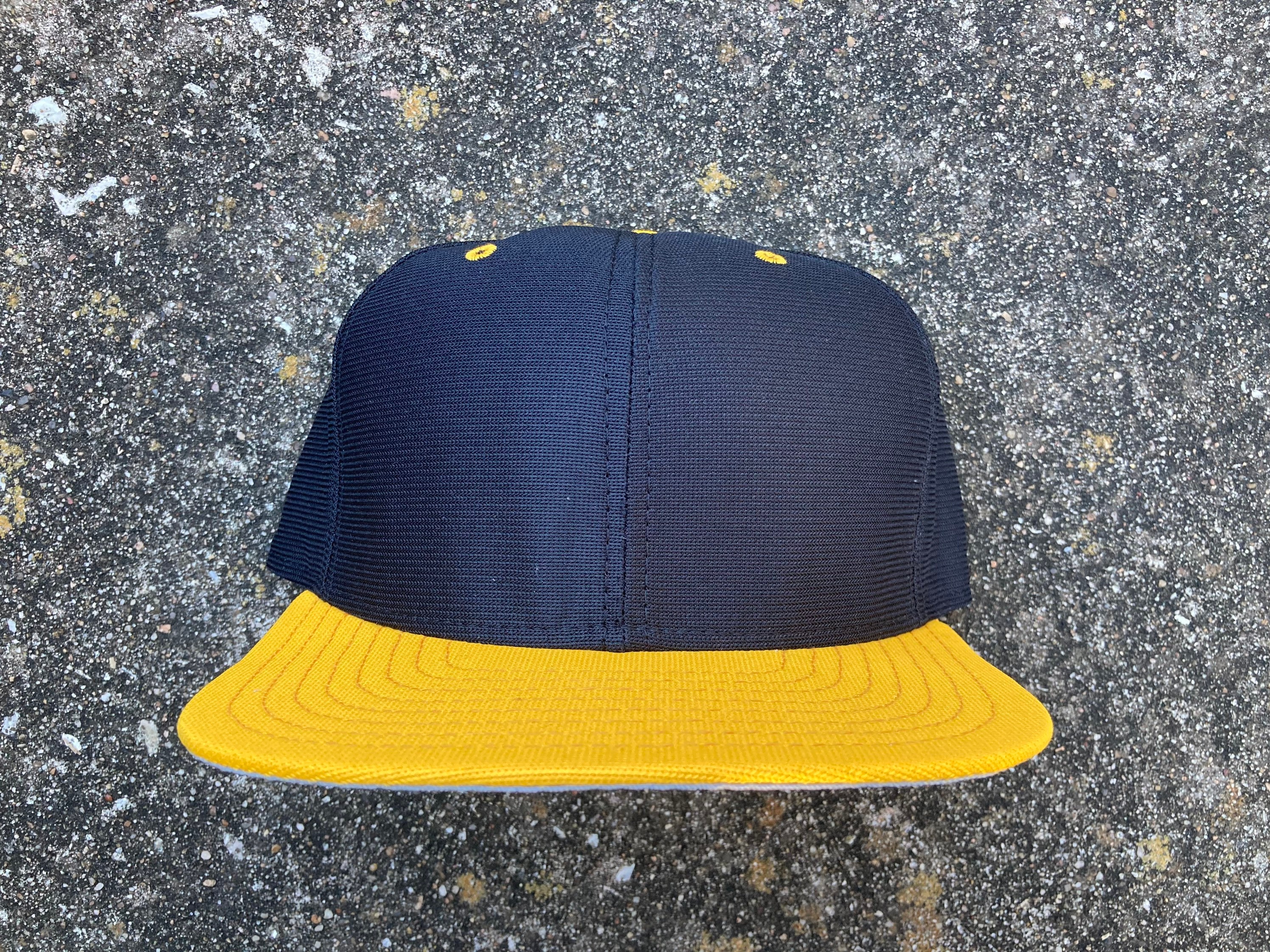 Vintage 80’s Blank Black/ Yellow Custom Snapback Size M-L by New Era ...