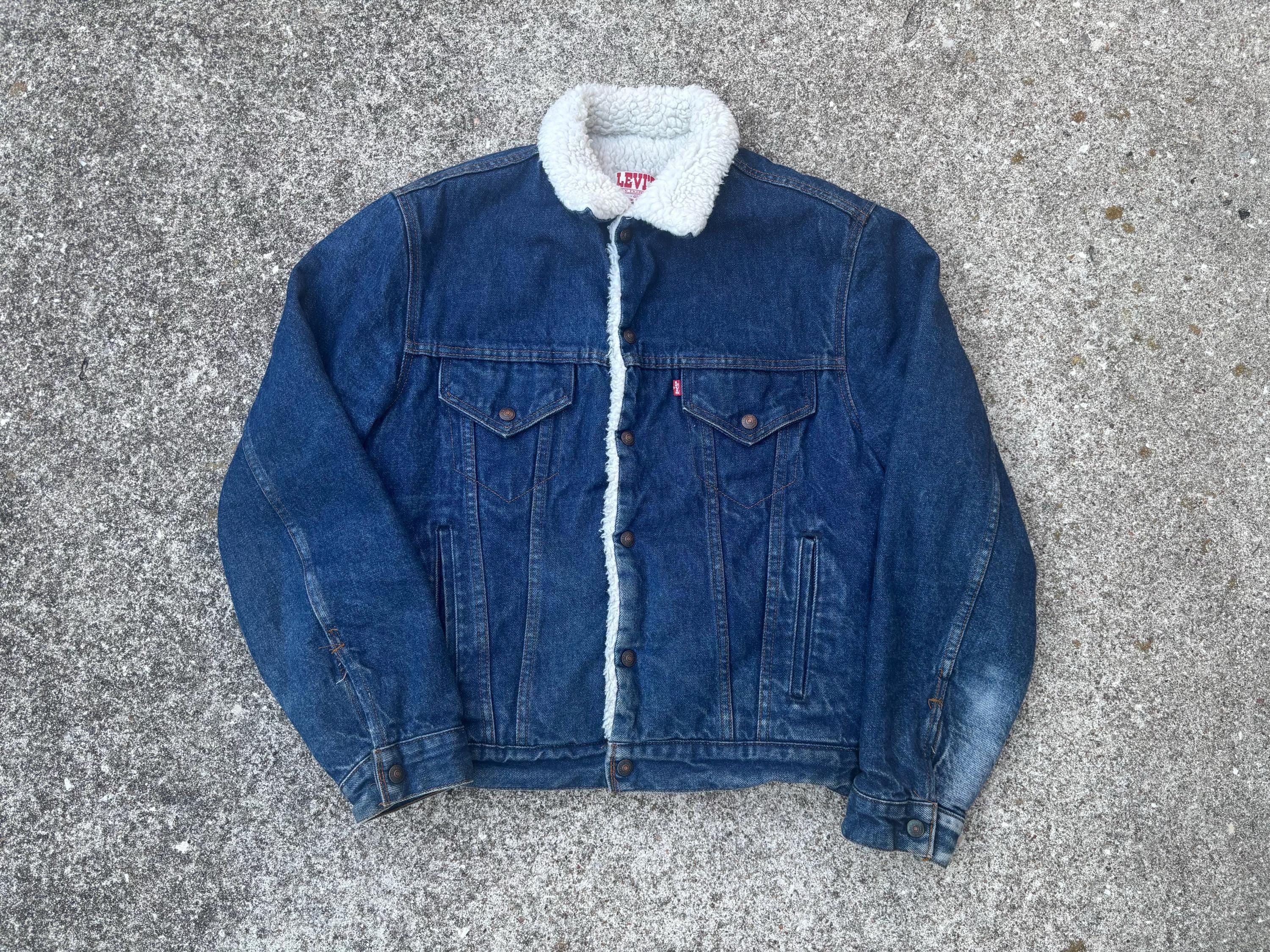 Vintage 80s Levi's Sherpa Denim Jacket Size 40R - Etsy