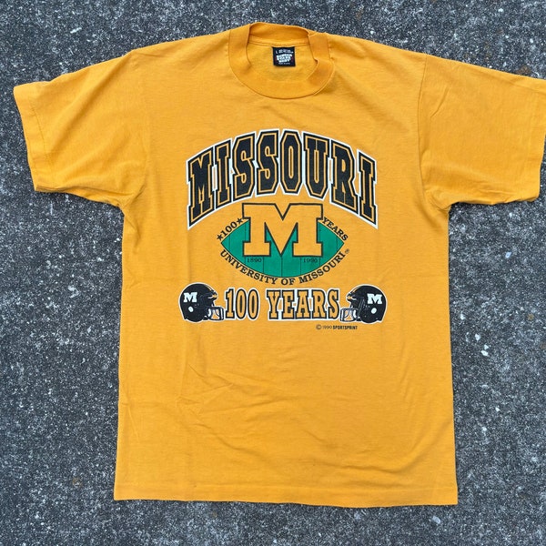 Vintage 1990 University of Missouri Tigers Shirt Size L by Screen Stars Best