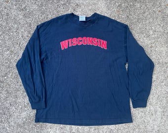 Camiseta vintage Y2K de Wisconsin, manga larga, talla XL