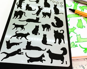 Cats Journal Stencil (Design 1), Feline Pets Arts Crafts stencil