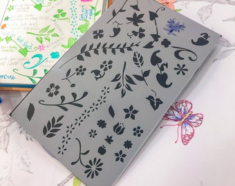 Flowers n Plants Garden Bullet Journal Stencil, un grande pianificatore della natura Notebook Crafts Stencil per quegli amanti delle piante Almanacco di giardinaggio