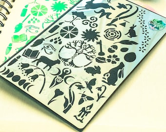 Wiccan Ostara Journal Stencil, Imbolc spring Witchcraft arts and crafts stencil, Witch or Wizard Magic shapes Grimoire Book of Spells