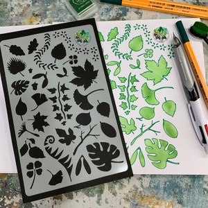 Leaves Journal A5 Stencil, foliage leaf design stencil