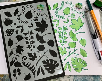 Leaves Journal A5 Stencil, foliage leaf design stencil