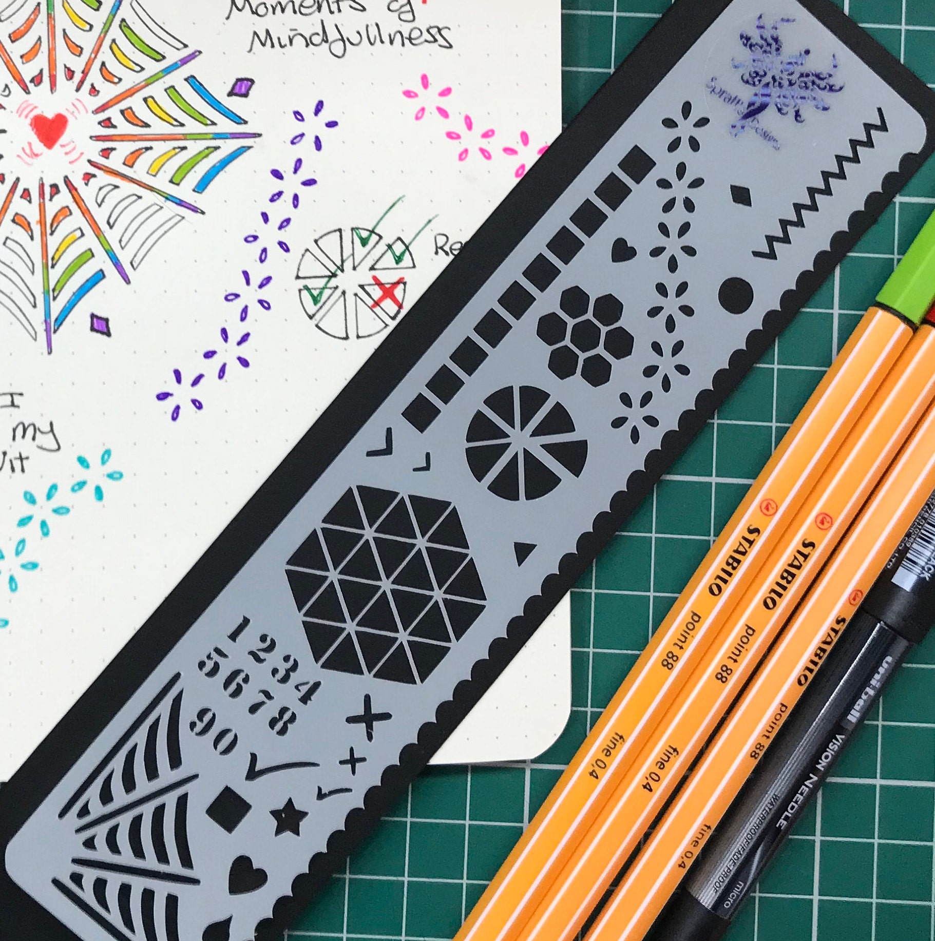 Bullet Journal Patterns Stencils + Bookmark #3 (5.75 x 6