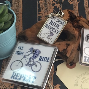 Mountain Biker Keyring or Fridge Magnet, Cyclist, Extreme Sports fan gift