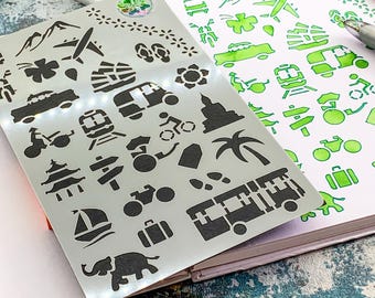 Holiday Travels Journal Stencil, a great Journey Planning Notebook Crafts Stencil for those wanderlust travelling almanacs