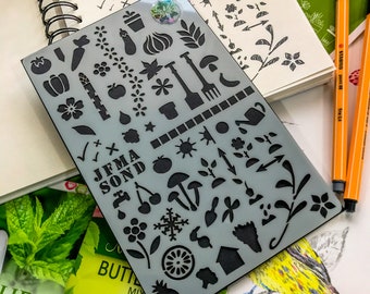 Garden Journal Stencil, Gardners Aid to Planting Notebook, Gardening Plants and Vegetables growing craft stencil, planting almanac