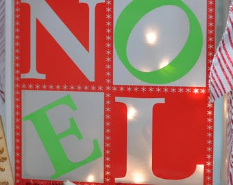 NOEL Christmas Decoration light cube, seasonal Illuminated Block, Festive battery light Cube, decorations Ornament Light, Funky xmas Light