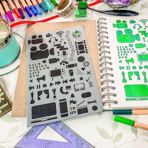 Film & TV Journal Stencil, a great Series Television Planner Notebook Crafts Stencil for those Film fans who love to make analmanac
