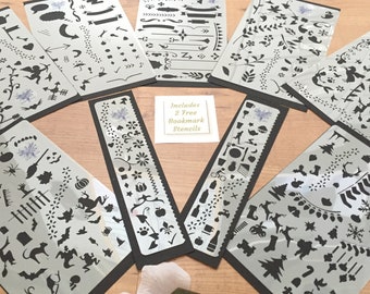 Journal Stencils Bundle incs 2 Free Bookmark Stencils, Mylar Stencil, Bullet planning, Organisers, Stationary, Journaling