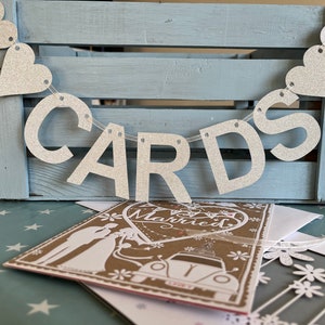 TARJETAS mini empavesado, decoración de boda, caja de tarjetas para boda, guirnalda de boda de papel,