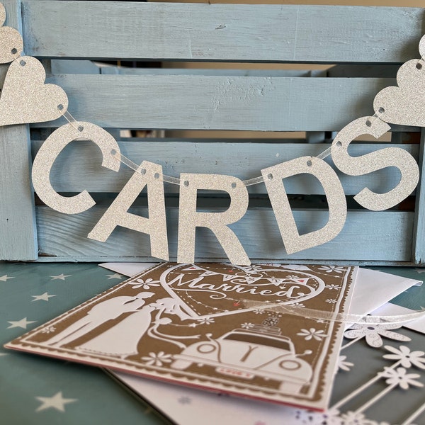 CARDS mini bunting, wedding decoration, card box for wedding, paper wedding garland ,