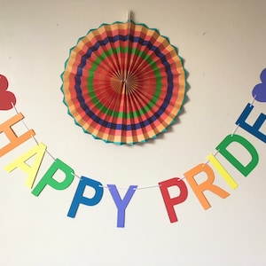 HAPPY PRIDE!, stamina dell'orgoglio, striscione da parata, stendardo dell'orgoglio arcobaleno, ghirlanda LGBTQ+, crea la tua stamina di festa,