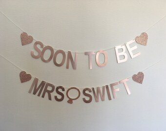 Personalised hen party, engagement party, bridal shower custom bunting rose gold wedding decor, customized bachelorette party banner