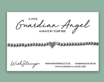 Heart Beaded Stacking Bracelet on Quote Gift Card - Stainless Steel Silver Stretch Bracelet, Letterbox Gift for