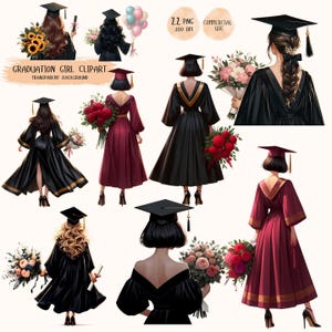 Watercolor alumni woman, Graduation Girl Clipart, Female Graduate Illustration, Graduation clipart, Graduation design PNG