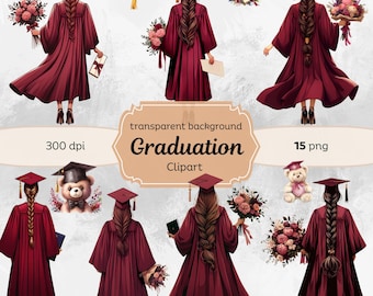 Watercolor woman burgundy, graduation cap, graduation clipart, graduation hat, graduation designs with transparent background, burgundy grad