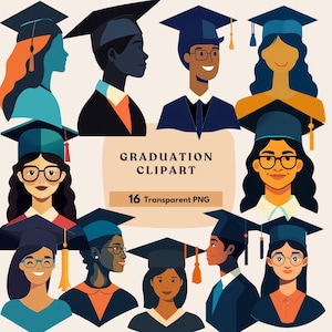 Graduring-Clipart-Bundle – graduierte Aufkleber, Mütze und Kutte, Akademische Kartenvorlage, digitaler Download