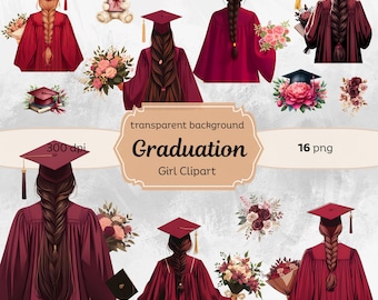 Watercolor woman burgundy, graduation cap, graduation clipart, graduation hat, graduation designs with transparent background, burgundy grad
