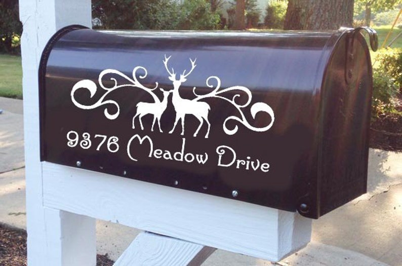 Deer Flourish Mailbox Decal Etsy