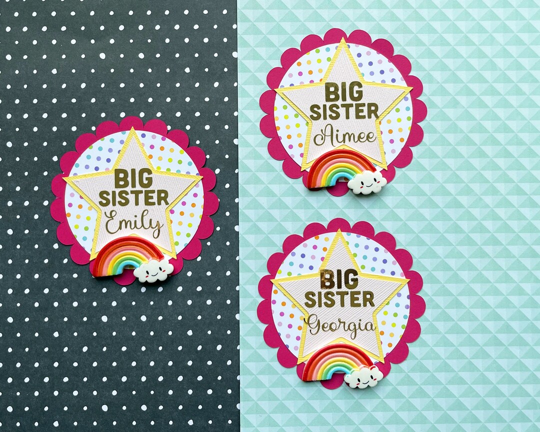 Personalised Big Sister Badge Big Sister Gift New Big - Etsy
