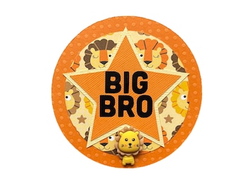 Big Brother Gift | Lion Badge | New Baby | Handmade Gift | Baby Shower| Boys Button