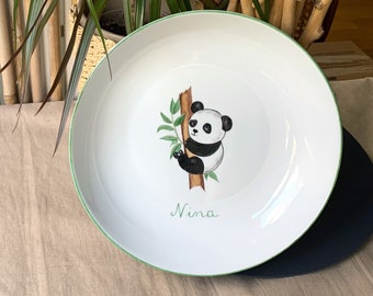 Assiette creuse personnalisée Panda, porcelaine peint main pour enfant