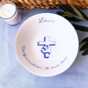 Confirmation, Communion, or Profession of Faith Gift Dove on a Porcelain Cross