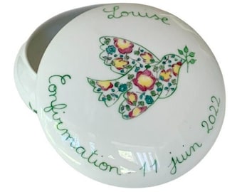 Personalized First Communion or Confirmation Dove Liberty Green Jewelry Box