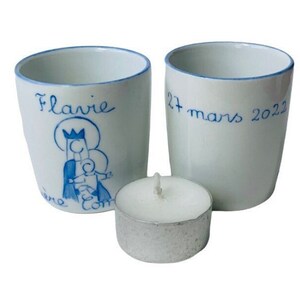 Personalized Baptism or First Communion Candle Holder, Holy Virgin, Religious Gift