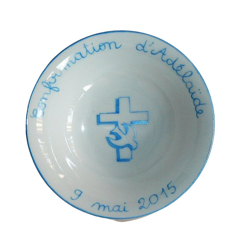 Cadeau de Confirmation, Communion, ou Profession Foi Colombe sur Une Croix en Porcelaine