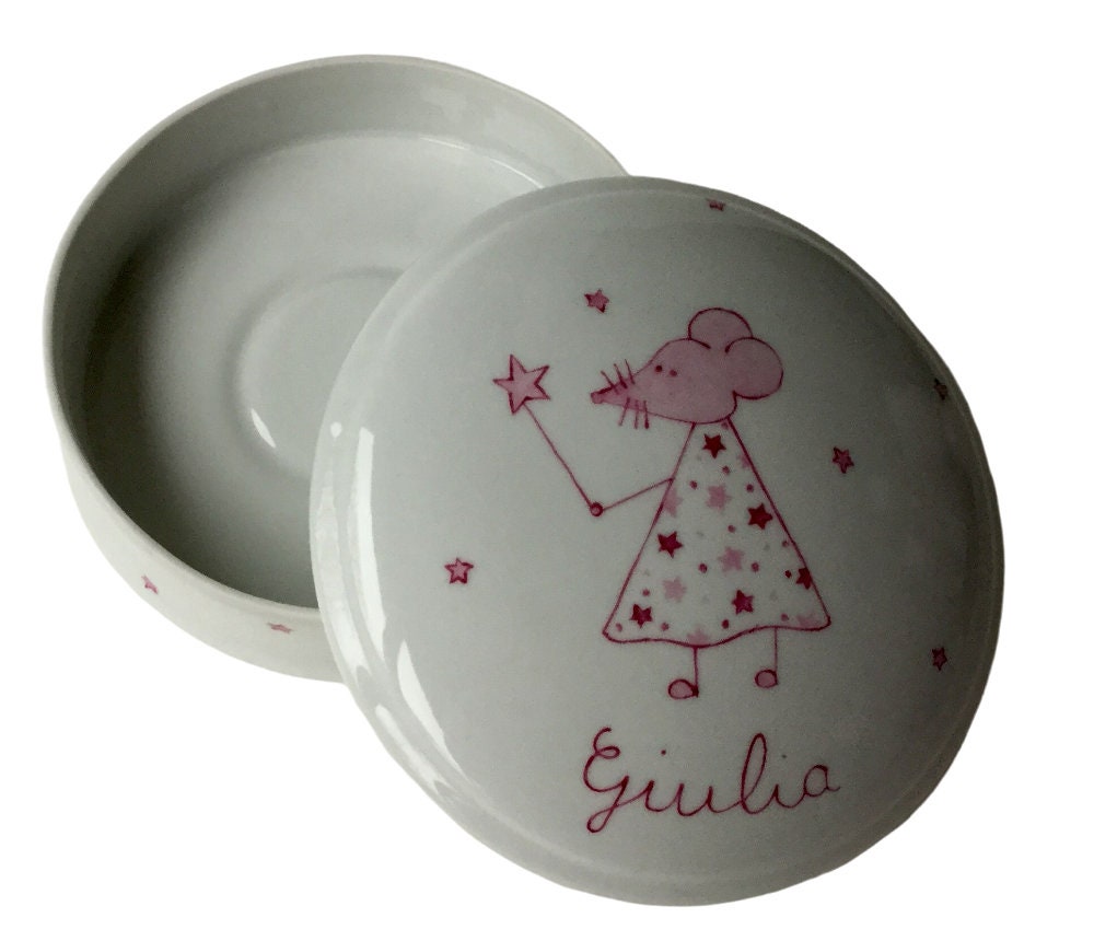 Grande Boîte à Bonbons ou Autres Petits Trésors Fée Souris Rose Personnalisée